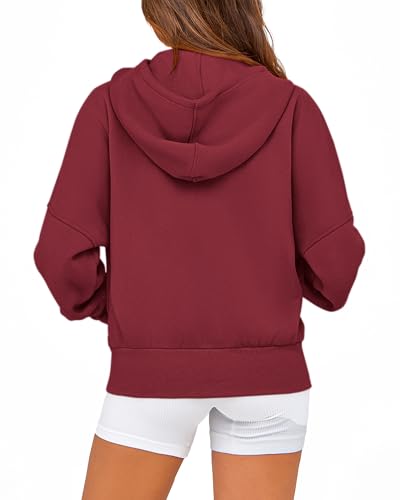 BTFBM Hoodies For Women Sweatshirt Fall Fashion Clothing 2026 Long Sleeve Fleece Jacket Winter Outfits Y2k Zip Up Hoodie(Wine Red, X-Large) — view 4
