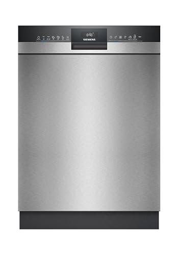Siemens SN43ES27AE, iQ300, Smarter Unterbau Geschirrspüler 60 cm, Made in Germany, Besteckkorb, varioSpeed Plus, automatische Türöffnung, hohe Hygieneleistung, automatik Programme, Gebürsteter Stahl