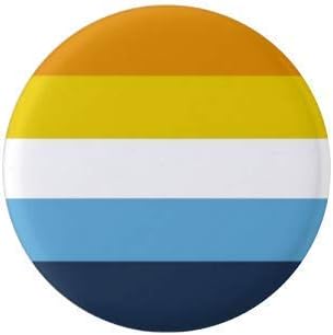 AroAce Orange Blue Aro Ace Pride Flag Pin 1” Round Circle Shape Metal Button Pin Badge Pinback 1 inch Pin 25 mm 2.5 cm - Image 2