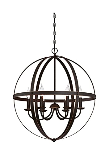 Luminaire suspendu 6 lumières design bronze huilé avec reflets Westinghouse 6328240