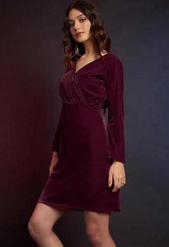 Image of ALL YOURS Womens Ravishing Velvet Slim Fit Party Dress for Women|Valentine Dress for Women|midi Dress for Women|Short Dresses for Women|Dresses for Women|Bodycon Dresses for Women|Bodycon Dresses