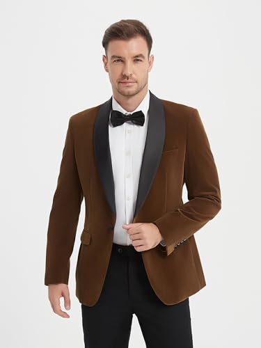 Men Suits Slim Fit 2 Pieces Sets Velvet Tuxedo Blazer Pants Shawl Lapel Bow Tie for Prom Wedding Business Dinner Party2