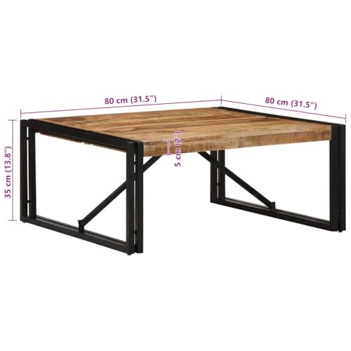 Table basse carrée industrielle en manguier massif solide 80 cm - 4