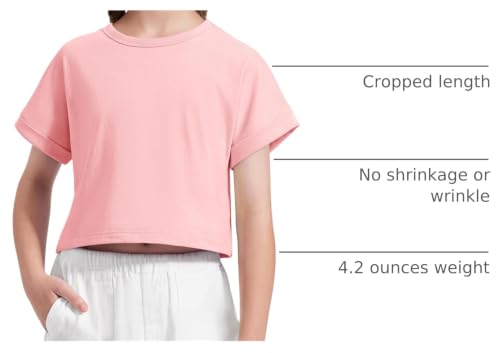 Image of Girls Crop Tops Short Sleeve T-Shirts for Girl Crew-Neck Basic Tee Size 7-14 Years