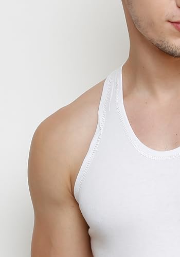 Image of Prince Super Deluxe Round Neck Cotton Men's Vest- White, Feather Soft 100% Combed Cotton, Snug Fit, Quality Stitching - Moisture Absorbing & Breathable