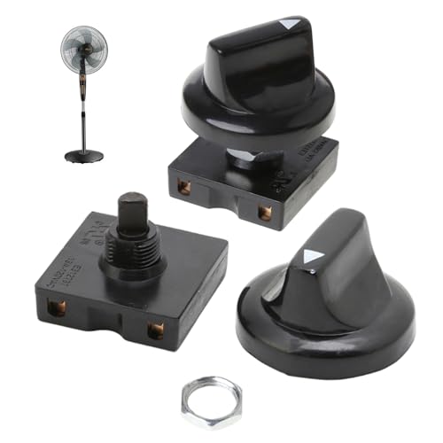Interruptor del ventilador, 2 piezas 4 posicionas de reemplazo de interruptor giratorio de reemplazo de PC multiusos y velocidad-retardante de llama 3 velocidad para ventilador de techo del calentado