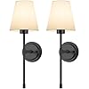   ShineTech-Hardwired-Wall-Sconces-Set-of-2-Retro-Industrial-Wall-Lamp-Bathroom-Vanity-Sconces-Lights-with-White-Fabric-Shade-Wall-Mounted-Lights