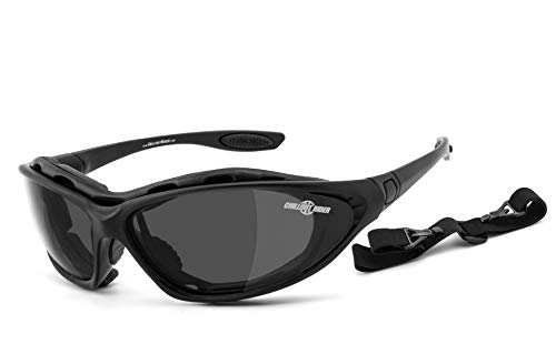 Chillout Rider® | Bikerbrille, Motorradbrille, Multifunktionsbrille, SUPER DEAL | beschlagfrei, winddicht, HLT® Kunststoff-Sicherheitsglas nach DIN EN 166 | Bikersonnenbrille: CR002 (smoke)