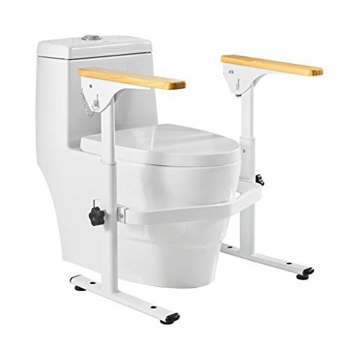 Armlehnen WC Geländer WC Regal Behinderte Schwangeren Älteres Rutschfester Griff Freistehende Commode Stabilität Geländer Sicherheitsgestelle für Toiletten (Color : Weiß, Size : 66 * 64 * 42.5cm) Cover