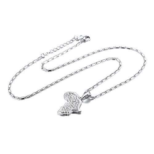U7 Women Platinum Plated Necklace Rhinestone Crystal Pendant Africa Map Design African Style Jewelry #TOP4