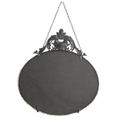 Image of Creative Co-Op Vintage Pewter Framed Wall Mirror with Decorative Chain, Cream