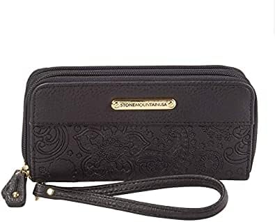 Stone Mountain Embossed Crazy Paisley SLG Black 8AF431-5 Checkbook Wallet Leather