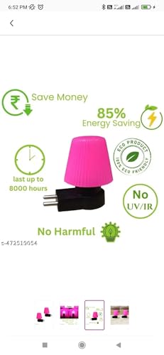 Image of GURUSOAMI Small lamp Type 2 Pin Night Lamp 0.5 Watt Plug & Play Bulb for Bedroom, Living Room, Zero Watt Light Direct Socket use for Night (Pink /White, 2, Count)
