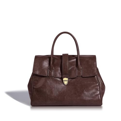 Bolso Tote para Mujer Cuero Vintage Marrón miniatura 1