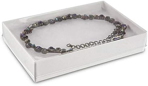 888 Display - Pack of 10 Boxes of 7" x 5" x 1 1/4" White Swirl with Clear Top Cotton Filled Jewelry Boxes