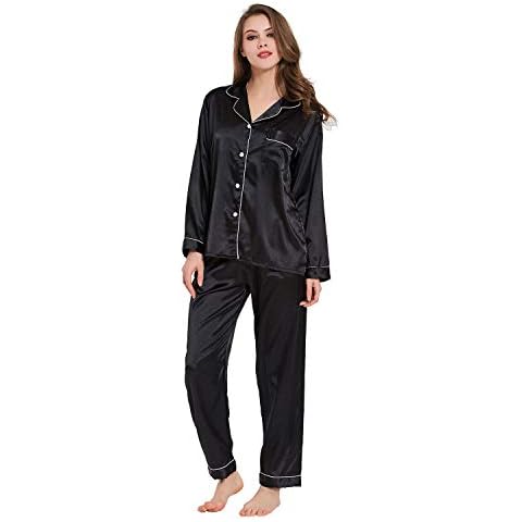 Pijama de raso de seda RUIRUIY para mujer Cover