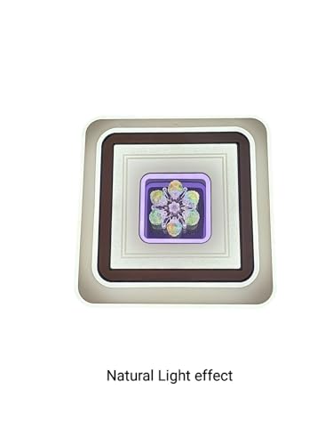 Image of Metal Chandelier 48W Lighting Colours 3 in1 Center Light Ceiling Chandelier Lamp Light for Beautiful Home & Dining Living Room Office (48 Watt,20x20 Inch) (Square) with Remote Control
