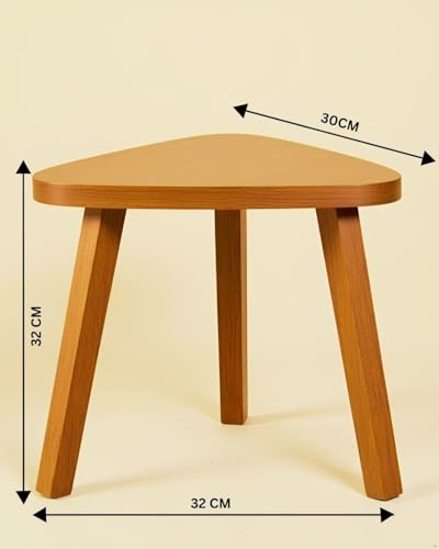 SBF Furniture Mini Triangle Side Table, 32 cm, Matte Finish, Modern Minimalist Design, 3 Angled Legs (Yellow)