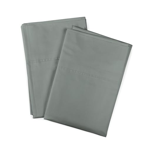 Peru Pima 415 Thread Count Percal King Pillowcases - 100% Peruvian Pima Cotton, 2 Piece (2 Pillowcases) - Cooling, Crisp, Hotel Quality Bedding - Shadow Grey