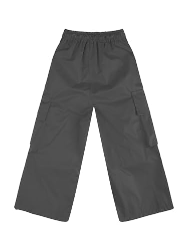 Girls Boys Casual Drawstring Cargo Pants Kids Elastic Waistband Straight Leg Trousers with Pockets Streetwear4