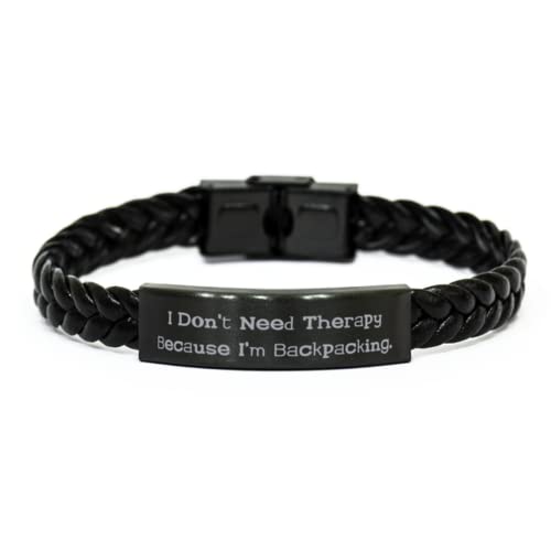 Useful Backpacking Gifts, I Don't Need Therapy Because I'm, Unique Birthday Braided Leather Bracelet Gifts for Men Women, Cheap Backpacking Gear, Inexpensive Backpacking Gear, Best Value Backpacking