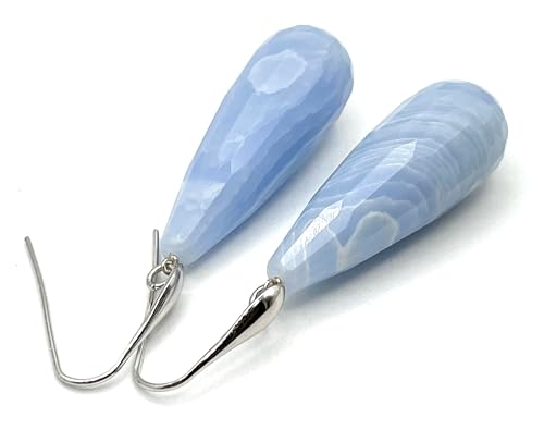 Boucles d'oreilles argent 925 et gouttes bleues artisanales - 8