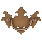 Chippendale Small Antiqued Brass Drawer Bail Pull | Centers: 2' | Handle for Antique Cabinet Door, Dresser Drawer, Desk | Reproduction Furniture Hardware | UA-665-AB