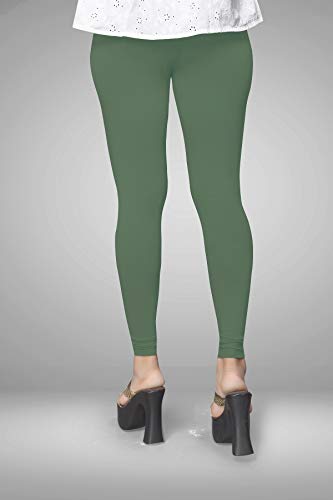 Image of Women's Cotton Skinny Leggings with Ankle Length Solid Pattern Mid Rise and Elastic Closure | Cotton Skinny Leggings for Womens