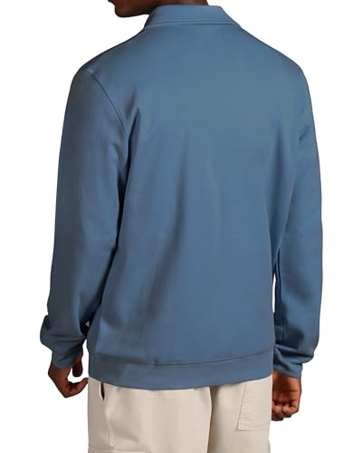 Men's Long Sleeve Polo Shirts Casual Banded Bottom Stretch Classic Golf Shirt Button Collared Pullover3