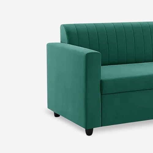 Image of Rosebell Modern L-Shape Velvet Sofa | Right-Hand Four-Seater Sectional Corner Couch with Tufted Back | Elegant Green Sofa for Living Room, Office & Guest Space