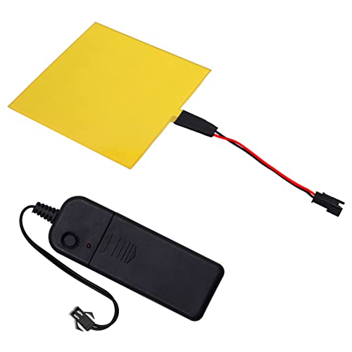 Image of Electroluminescent Panels, EL Panels light, EL Sheets 10 cm x 10 cm (3.93 inch x 3.93 inch) ON /Slow Flash /Fast Flash,1Pack (1, Yellow, 10cm*10cm)