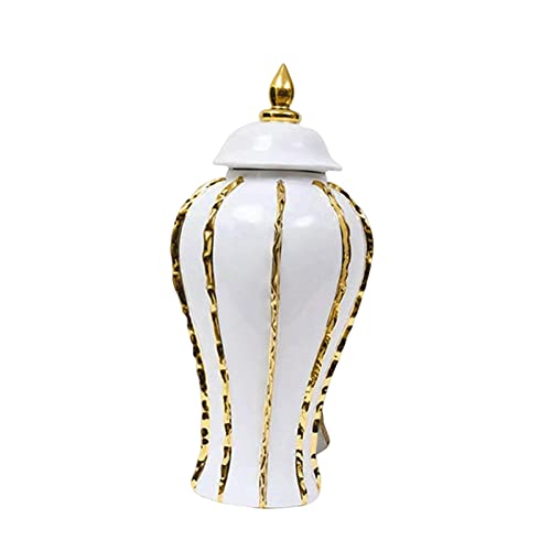 Leefasy Porcelain Ginger Jar Handicraft Ornaments Organizer Display Decorative Accessories With Lid Ceramic Flower Vase For Storage Tank Home Desk, L #TOP6