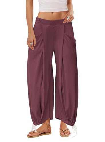 Yanekop Womens Baggy Wide Leg Pants Casual Fall Loose Palazzo Pants High Elastic Lounge Trousers with Pockets 20252