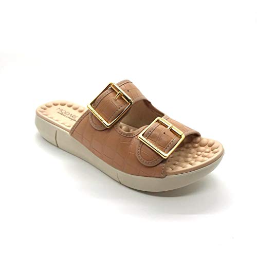 Tamanco Chinelo Modare Conforto Palmilha Massageadora Bege Cor:Marrom;Tamanho:35