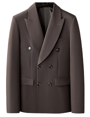 Men's Suit Blazer Peak Lapel Double Breasted Buttons Coat Business Banquet