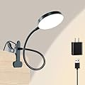 LiFMIRA Desk Lamp, 8W 66 LED Reading Light for Bed, Eye Caring Metal Clip Lamp, 5 Color 10 Brightness Levels, Memory Function, Flexible Gooseneck, USB Powered, Includes 5V/2A UL Adapter
