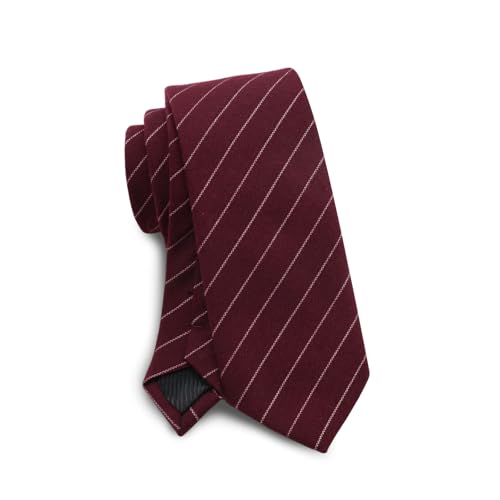 LHXzizizi Cotton Striped Ties for Men Versatile Mens Ties Classic Mens Necktie for Wedding Party School Banquet Leisure (Burgundy)