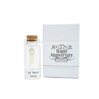 ✔ Mini Faux Ivory Tusk Charm – Represents 14 years of strength and unity ✔ Printed Message Inside – Front reads: “14 Years Ivory”; Back: “Happy Anniversary” ✔ Glass Bottle Keepsake – Hand-assembled with care, finished with a cork lid ✔ Gift-Ready – C...