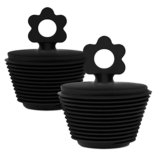 2 Pack Universal Bathtub Plug, Silicone Bathtub Stopper Bathtub Drain Stopper Plug for Kitchen Bathtub Sink Drains (Black)