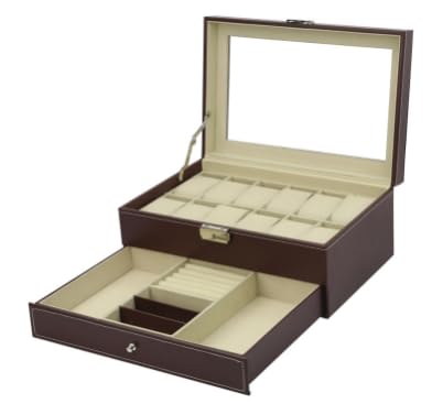 腕時計収納ケース アクセサリー 収納 時計ケース 時計 収納ボックス 高級 ウォッチ 収納ケース コレクションケース PUレザー製 (ブラウン,30*20*13CM)