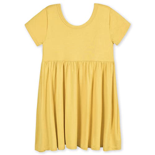 Image of Gerber Baby Girls' Toddler Buttery Soft Short Sleeve Twirl Dress with Viscose Made from Eucalyptus