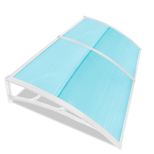 Door Canopy Outdoor Awning Porch Canopy Window Garden Canopy Rain Shelter Cover for Front & Back Door Patio Polycarbonate Roofing Sheet Door Canopies 190 x 100cm Blue
