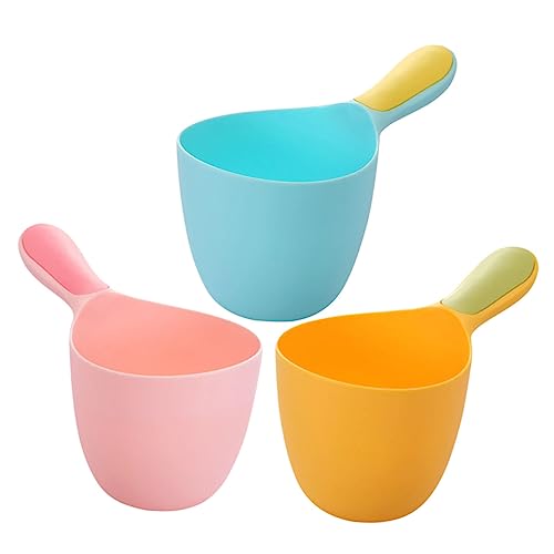 Image of 3-Pack Plastic Water Ladles 7.08X4.13X3.93In Multi-Purpose Water Scoop Cups for Baby Bath Hair Shampoo Kitchen Use Stackable Design