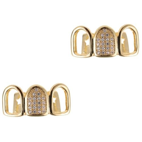 DEARMAMY 5 Juegos Tirantes De Circonio De Oro Brillantes Broma Diente De Oro Pendientes Para Hombres Joyas Gema Del Diente Aretes Tachuelas Kit De Gemas Dentales Cobre Golden