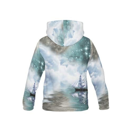 Sailing Ship through Space Galaxy Stars Long-sleeve All Over Print Athletic Hoodies Pullover Sweatshirt2