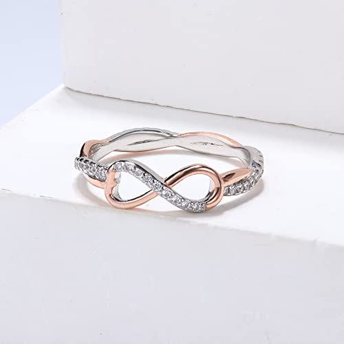 Valdeas Sterling Silver Wedding Rings For Women Eternity Band Cubic Zirconia Heart Infinity Twist Promise Rings For Her (7) #TOP5