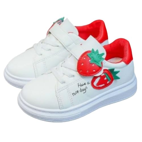 Cute Strawberry Print Canvas Sneakers for Girls - Comfortable, Lightweight, Suitable for Everyday Leisure and Entertainment Time Fashion Design with Non-Slip Rubber Sole