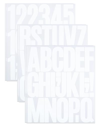 3 Inch Sticky Vinyl Letter Number Stickers, 6 Sheets Stick On Large Alphabet Sticker for Scrapbook, DIY & Craft - White
