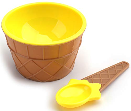 Lawei 24 Pack Plastic Ice Cream Cups with Spoons, Reusable Plastic ice cream ...