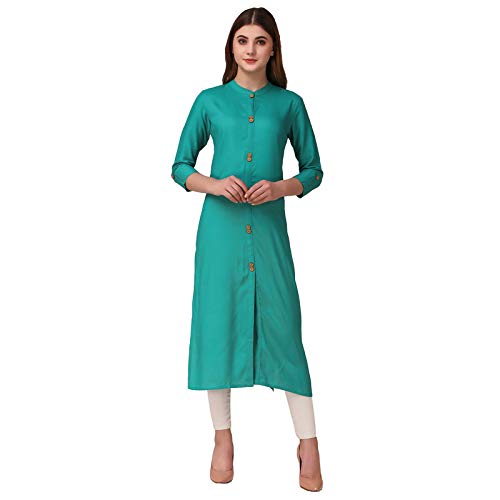 Image of NEW4U Women's Solid Rayon Straight Kurta